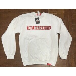 The Marathon TMC Bar Men’s Sweater Crew White Red Sweatshirt Size S NWT
